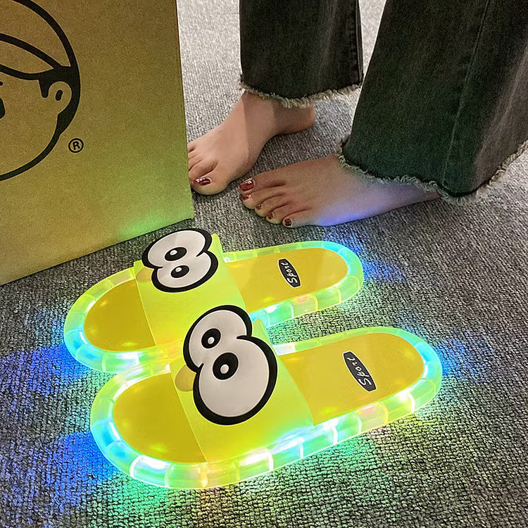 Cute slippers with cartoon motifs that glow