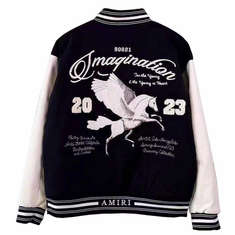 AMIRI logo patch varsity bomber jacket Black