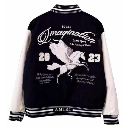 AMIRI logo patch varsity bomber jacket Black